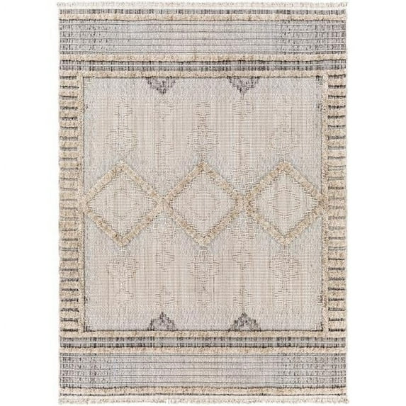Surya Zaragoza 110x144" Modern Polyester Fabric Rug in Gray/Blue/Taupe