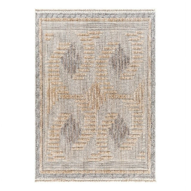 Surya Zaragoza 79x108" Modern Polyester Rug in Gray/Blue and Taupe