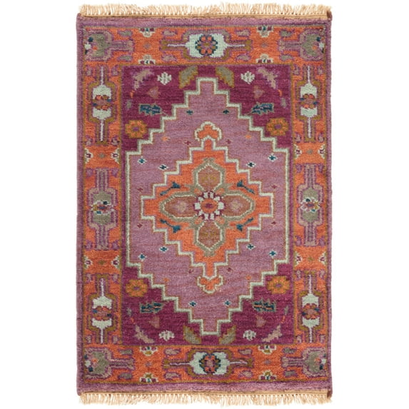 Surya Zeus ZEU-7820 24x36" Rectangle Traditional Wool Rug in Bright Purple/Clay