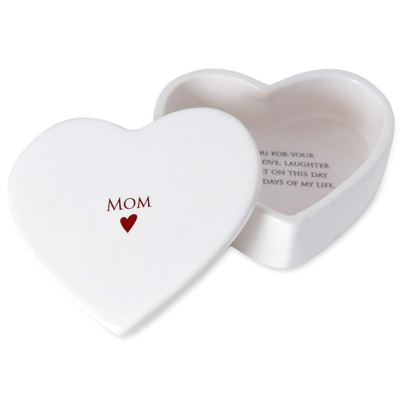 Susabella, Mother of the Bride or Mother of the Groom Gift, Heart Shaped Jewelry Keepsake Box, Mother's Day or Wedding Gift for Mom, Ceramic Box with Lid