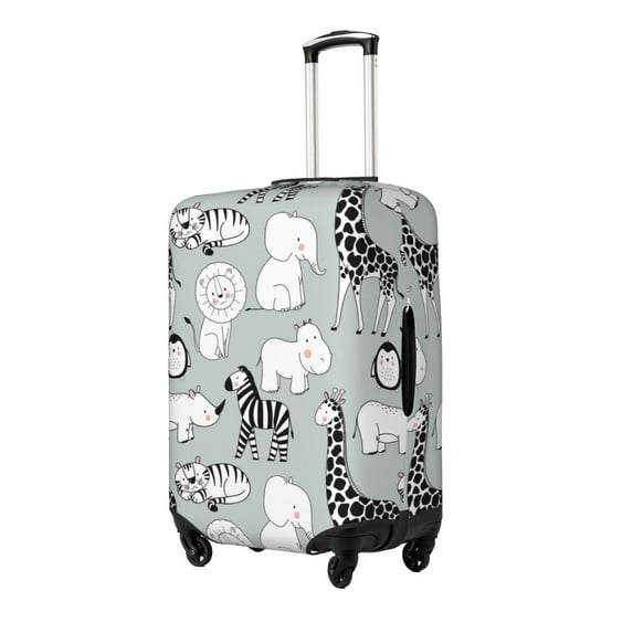 Susaid African Animals Print Elastic Washable Suitcase Cover with Hidden Zipper, Fits 18-32 Inch Luggage for Protection During Travel-X-Large