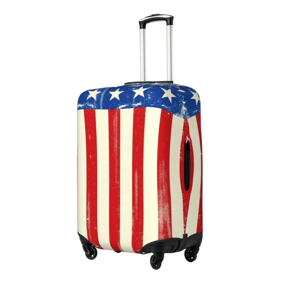 Susaid America Flags2 Print Elastic Washable Suitcase Cover with Hidden Zipper, Fits 18-32 Inch Luggage for Protection During Travel-Small