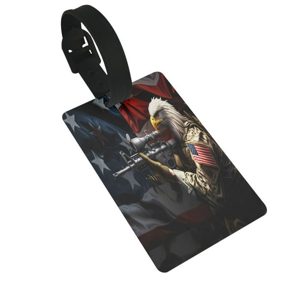 Susaid American Bald Eagle Warrior Print Funny Luggage Tags Colorful Unique Travel Baggage Bag Tags Suitcase Identify Labels for Women Men