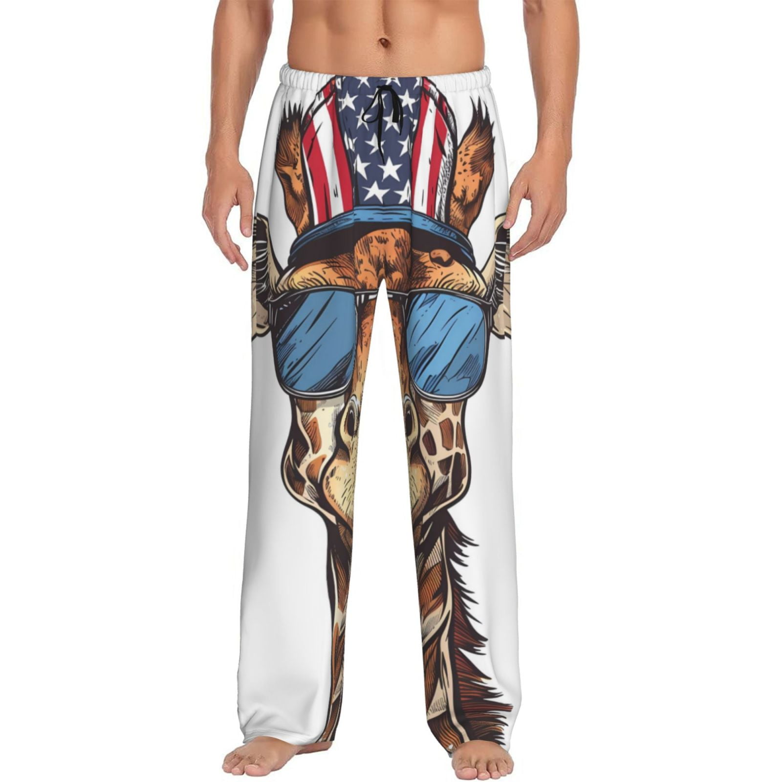 Susaid American Giraffe Style Print Mens Pajama Pants Set Sleep