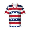 thumbnail image 1 of Susaid American Patriotic Stars And Stripes Print Hawaiian Shirts for Men Women,Hawaiian Summer Short-Sleeve Casual Relaxed-Fit Button-Down,Large, 1 of 7