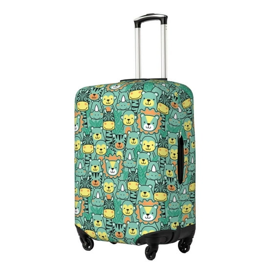 Susaid Animals with Leaf Print Elastic Washable Suitcase Cover with Hidden Zipper, Fits 18-32 Inch Luggage for Protection During Travel-Medium
