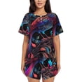 thumbnail image 1 of Susaid Artistic Colorful Bird Print Women's Pajama Set, Button-Up Sleepwear with Elastic Waist Shorts, Perfect for Lounging, Yoga, Beach, and Casual Wear-X-Large, 1 of 7