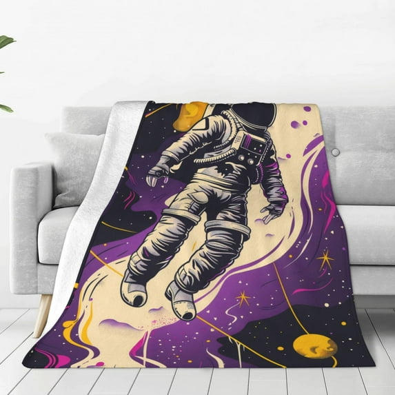 Susaid Astronaut Floating purple Space Print Microfiber Cleaning Cloth, Multi-Functional Cleaning Towels, Highly Absorbent Cleaning Rags,Cleaning Cloths for Car Kitchen Home-50"x40"