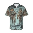 thumbnail image 1 of Susaid Astronauts On Lunar Mission Print Short Sleeve Shirts Button Down Casual Shirts Summer Beach Aloha Button Down Short Sleeve for Men ,Small, 1 of 7