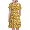 thumbnail image 1 of Susaid Avocado Dog Pattern Women's Casual Floral Print Crewneck Short Sleeve A Line Boho Maxi Dress, 1 of 6