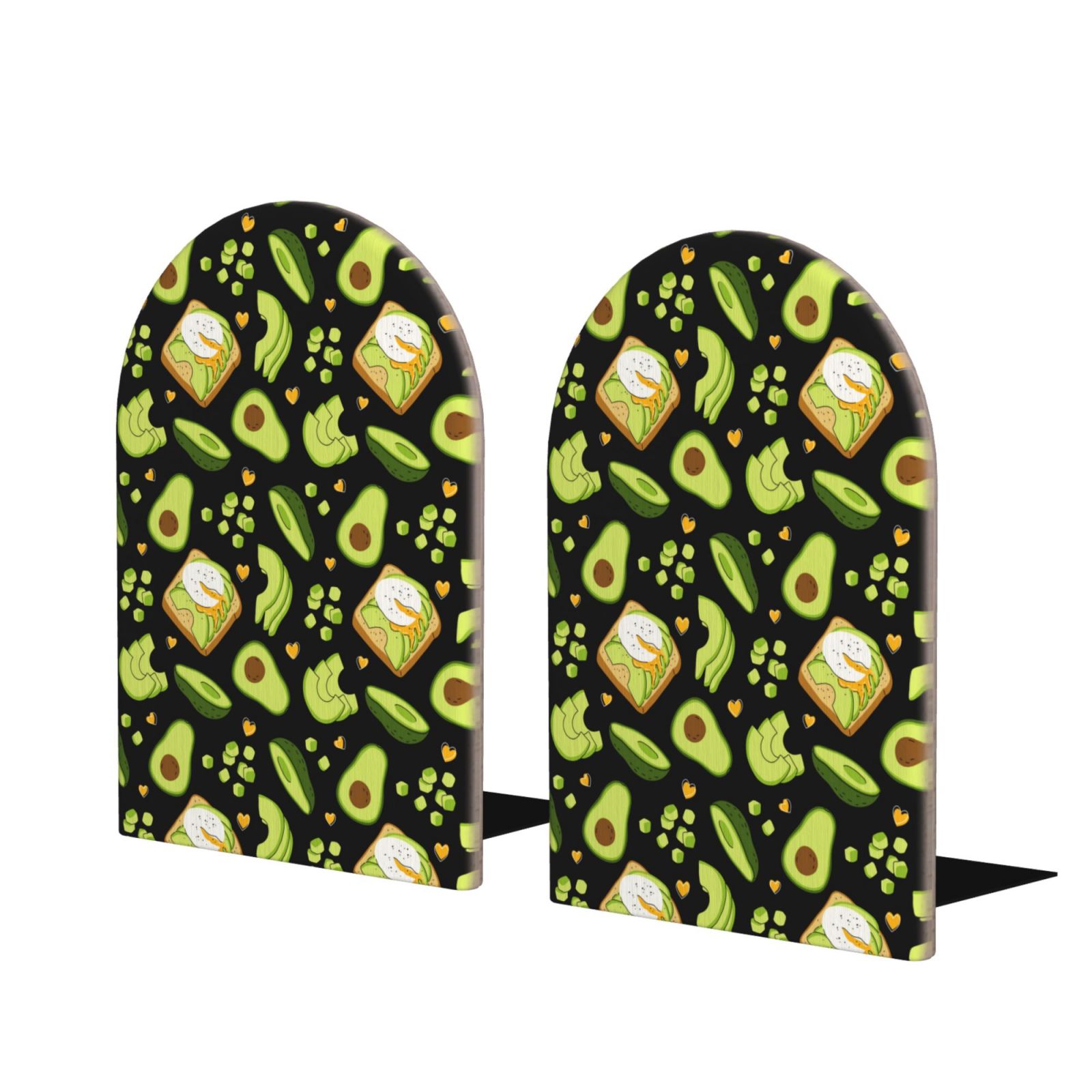 Susaid Avocado Toast Print Wooden Bookends Decorative Book Ends for ...