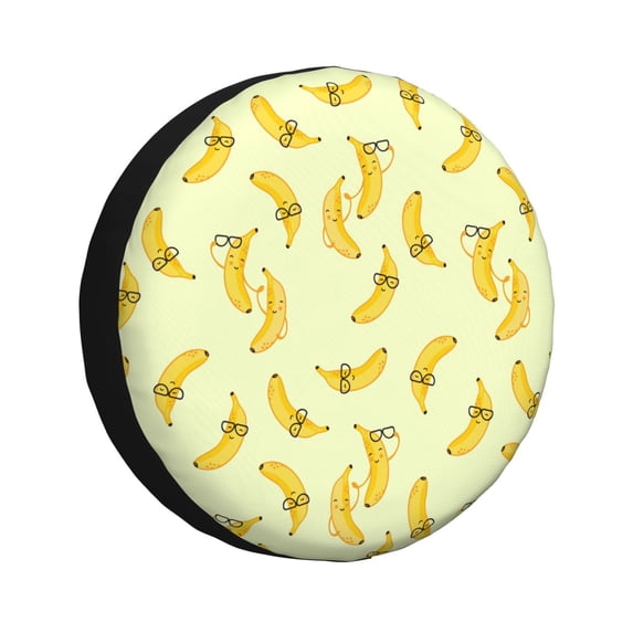 Susaid Bananas Print Water Proof Spare Tire Cover Wheel Tire Dust-proof Cover Fit Trailer, RV, SUV and Many Vehicle-14 inch