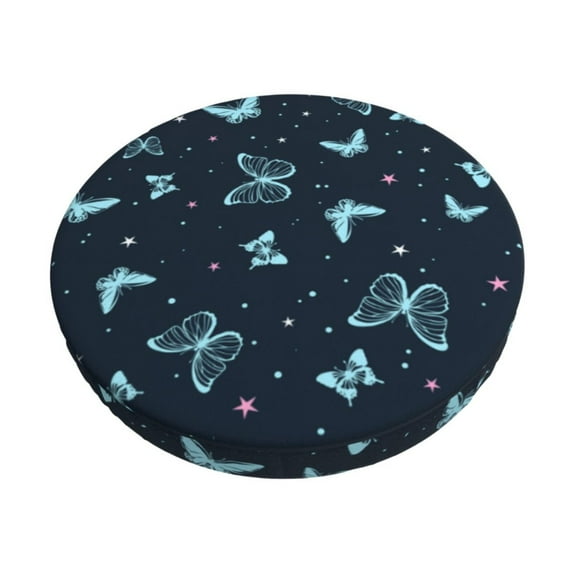 Susaid Beautiful Butterflies Print Elastic Bar Stool Cover Personalized Washable Stool Cover for Barbershop Home Bar Kitchen-14 inch