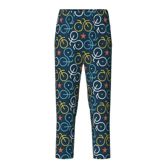 Susaid Bicycle Colorful Print Soft Teen Sleep Pants, Long Pajama Bottoms with Two Pockets and Elastic Waist, Designed for Ages 5-16-Small