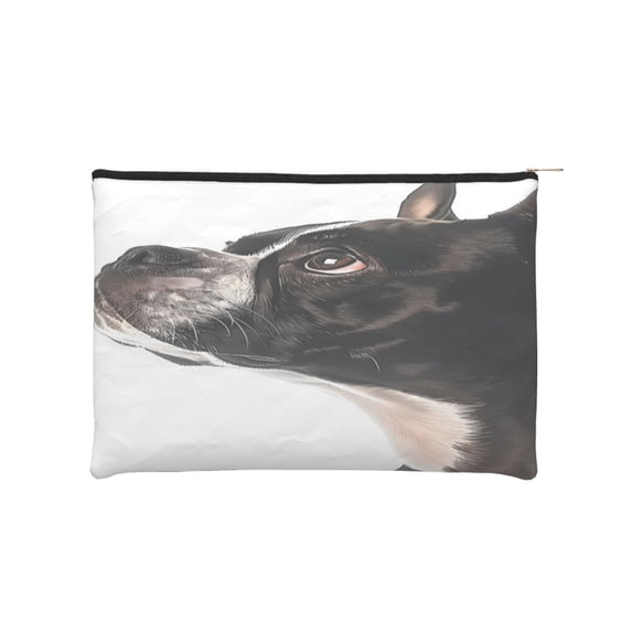 Susaid Black And White Boston Terrier Print Makeup Mini Bags for Women Multi Color Cosmetics Bag Travel Toiletry Bag Pencil Pouch Blank Makeup Bags with Zipper