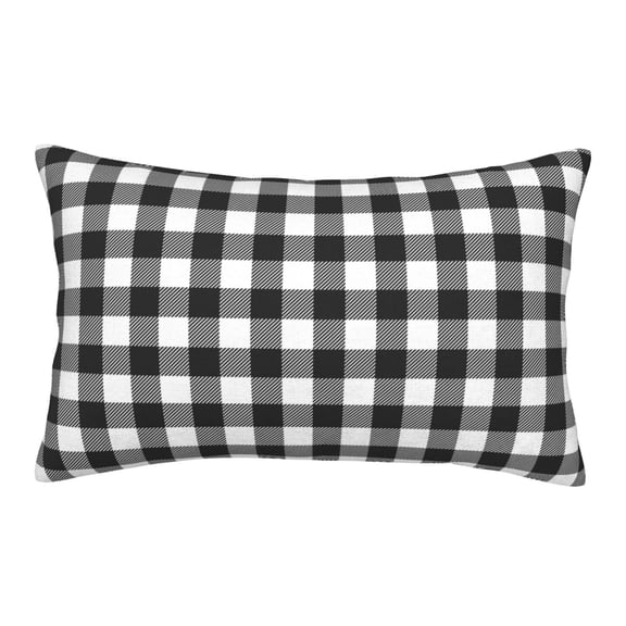 Susaid Black White Plaid Print Pillowcases Multiple Size, Pillow Cover Super Soft Envelope Closure Standard Pillow Case-14"x20"