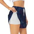 thumbnail image 1 of Susaid Blue Firework Print Women's High Waisted Running Shorts Quick Dry Athletic Gym Track Workout Shorts Zip Pocket-Small, 1 of 7