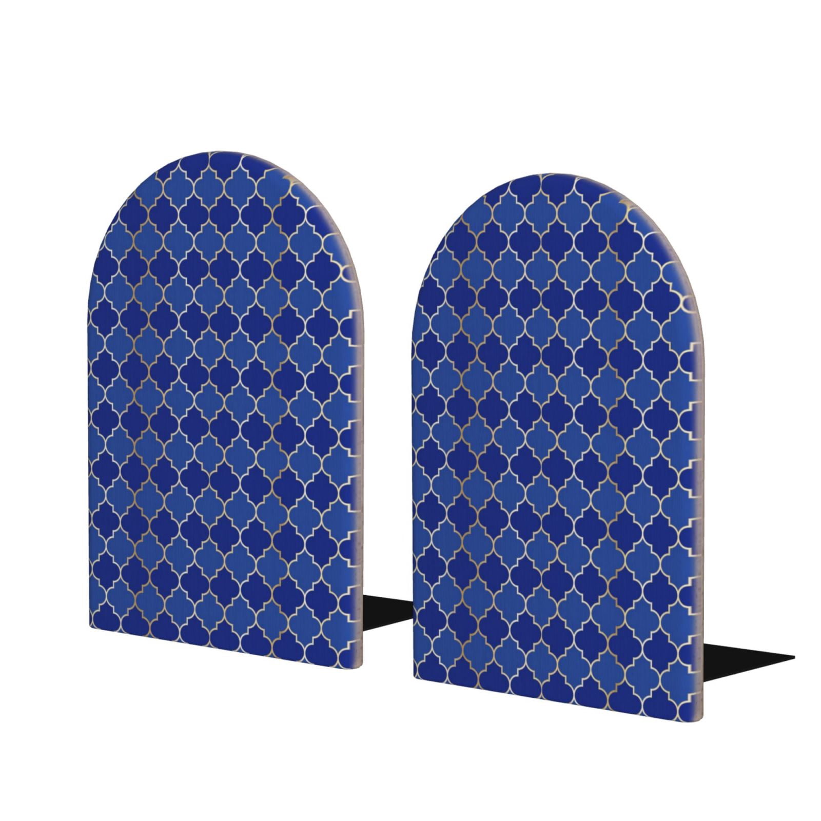 Bookend Shape Susaid Blue Lantern Shapes Print Wooden Bookends Decorative Book Ends ...