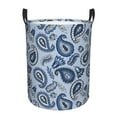 thumbnail image 1 of Susaid Blue Paisley Pattern Vintage Print Waterproof Oxford Cloth Storage Circular Laundry Hamper BasketCapacity for Home-Small, 1 of 6
