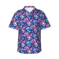 thumbnail image 1 of Susaid Blue Skull Flower Print Short Sleeve Shirts Button Down Casual Shirts Summer Beach Aloha Button Down Short Sleeve for Men ,Large, 1 of 7