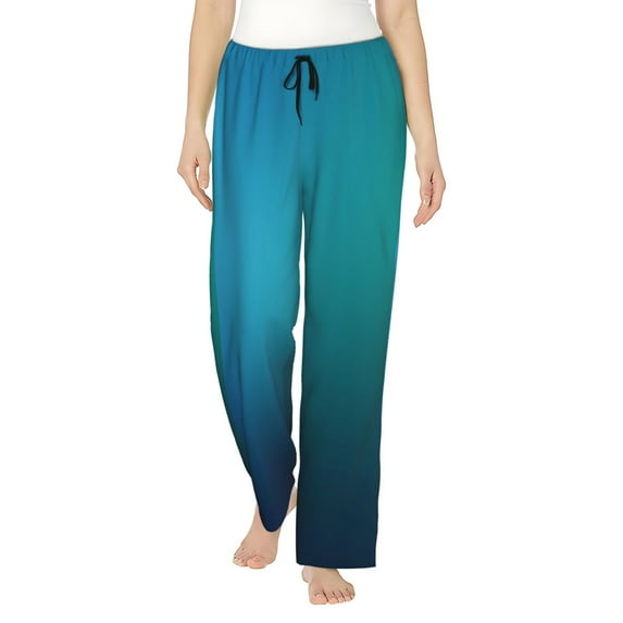 Susaid Blue to turquoise Print Women Relaxing Pajama Pants Comfy Pj Bottoms Soft Printed Lounge Pant with Pockets, Home Pants-XX-Large