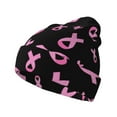 thumbnail image 1 of Susaid Breast Cancer Awareness Print Winter Beanie for Men Women, Lined Beanie Soft Warm Knit Hat Ski Cuffed Cap, 1 of 6