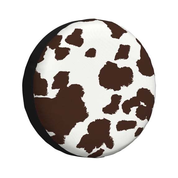 Susaid Brown Cow Print Tire Covers,Waterproof Anti-UV Snow Sun Rain Tire Covers for RV,Truck, SUV, Trailer, Camper-17 inch