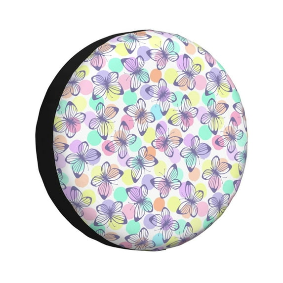 Susaid Butterflies on Polka Dots Print Tire Covers,Waterproof Anti-UV Snow Sun Rain Tire Covers for RV,Truck, SUV, Trailer, Camper-14 inch