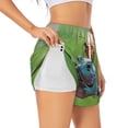 thumbnail image 1 of Susaid Butterfly Landing On Head Dumpy Frog Print Women's High Waisted Running Shorts Quick Dry Athletic Gym Track Workout Shorts Zip Pocket-Large, 1 of 7