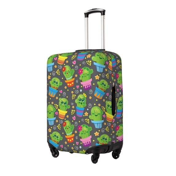 Susaid Cactus In Pots Print Elastic Washable Suitcase Cover with Hidden Zipper, Fits 18-32 Inch Luggage for Protection During Travel-Large