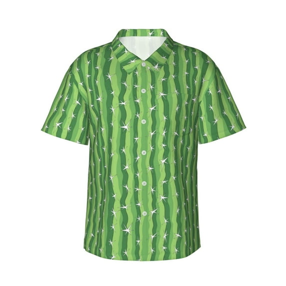 Susaid Cactus Print Hawaiian Shirts for Men Women,Hawaiian Summer Short-Sleeve Casual Relaxed-Fit Button-Down,3X-Large