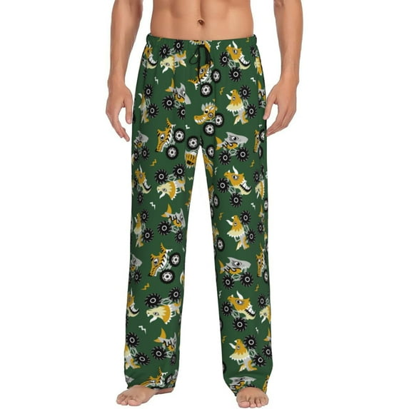 Susaid Cartoon Car Print Mens Pajama Pants Set Sleep & Lounge Pants, PJ Bottoms with Pockets and Button Fly-3X-Large
