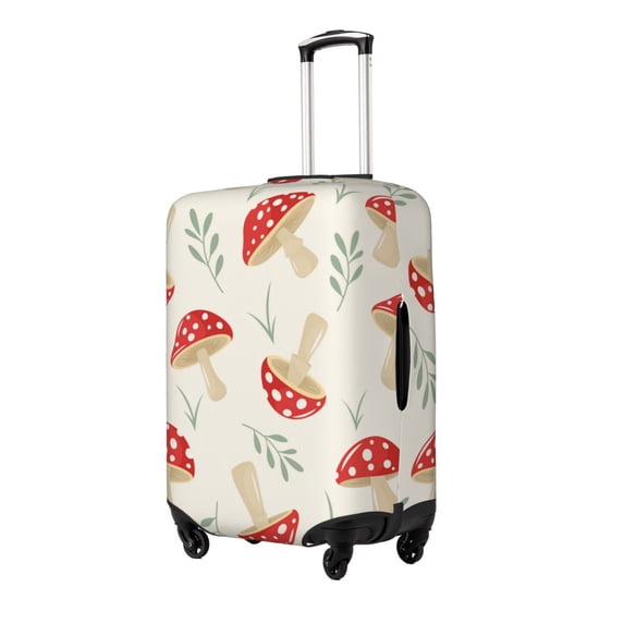 Susaid Cartoon Flat Mushrooms Print Elastic Washable Suitcase Cover with Hidden Zipper, Fits 18-32 Inch Luggage for Protection During Travel-Large