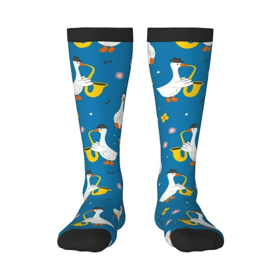 Susaid Cartoon Goose Print Thermal Winter Socks for Men and Women, Warm Crew Hiking Socks, for Boots and Outdoor Activities