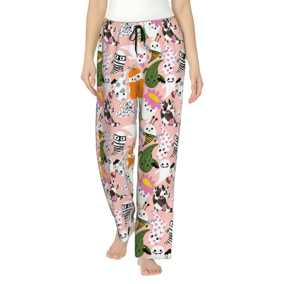 Susaid Cartoon Halloween Print Women Relaxing Pajama Pants Comfy Pj Bottoms Soft Printed Lounge Pant with Pockets, Home Pants-X-Large
