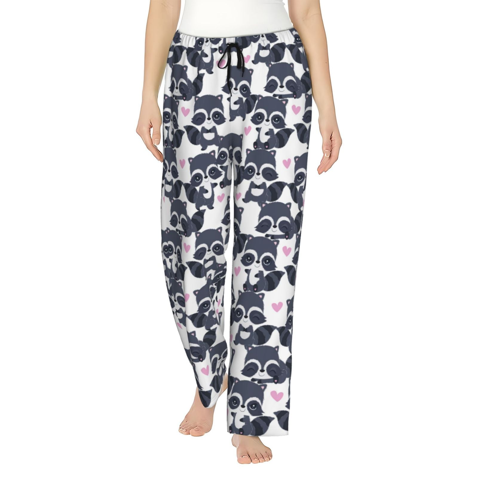 Pink Raccon Pj Susaid Cartoon Raccoon Print Women Relaxing Pajama Pants Comfy Pj ...