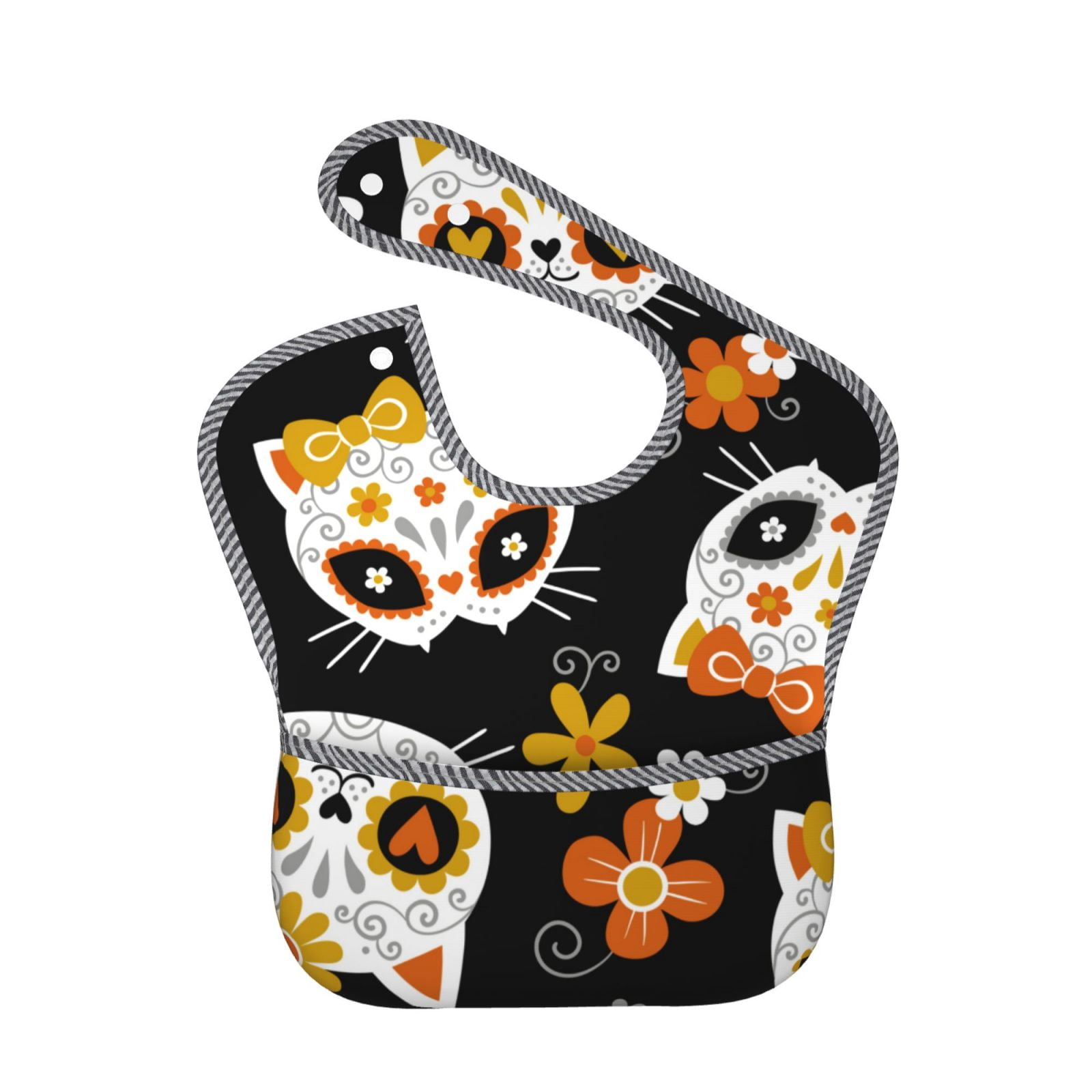 Bib Pattern Cat Susaid Cat Skulls and Flowers Print Bibs for Babies Toddlers Adjustable ...