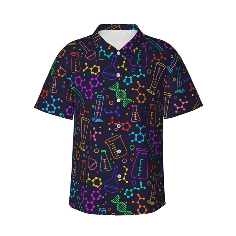 Susaid Chemistry Science Print Hawaiian Shirts for Men Women