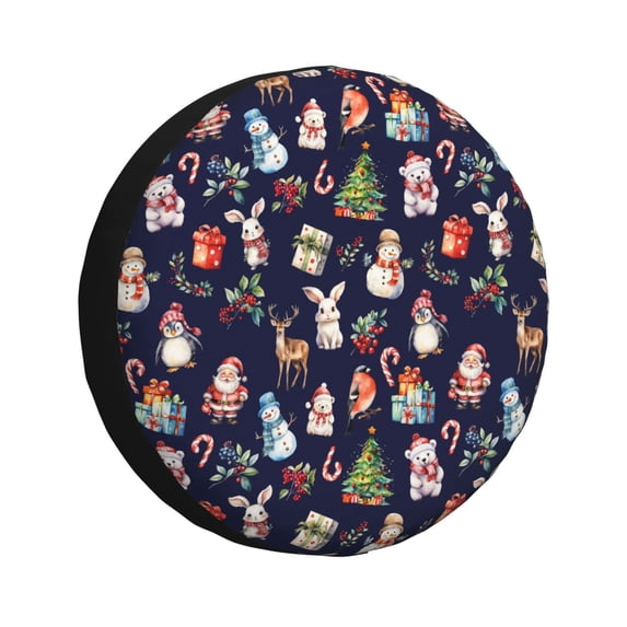 Susaid Christmas Critters Delight Print Water Proof Spare Tire Cover Wheel Tire Dust-proof Cover Fit Trailer, RV, SUV and Many Vehicle-16 inch
