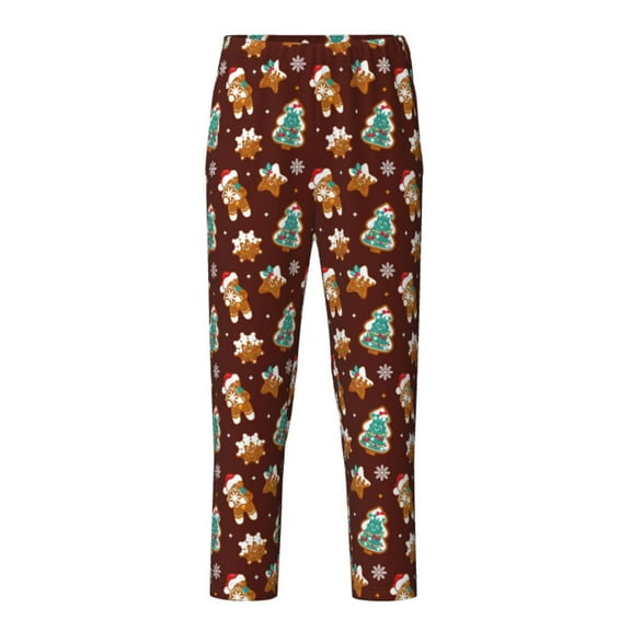 Susaid Christmas Gingerbread Print Soft Teen Sleep Pants, Long Pajama Bottoms with Two Pockets and Elastic Waist, Designed for Ages 5-16-