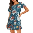 thumbnail image 1 of Susaid Christmas Snowman Gift Pattern Sleep Shirts for Women Short Sleeve Night Shirts for Sleeping Pullover Nightgown Soft Nightdress, 1 of 6