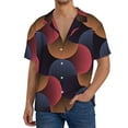 thumbnail image 1 of Susaid Circular Stripes Print Men's Polo Shirts Button Down Short Sleeve Casual Summer Beach Vintage Shirts for Men-Medium, 1 of 5