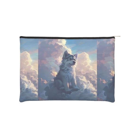 Susaid Cloud Wolf Print Makeup Mini Bags for Women Multi Color Cosmetics Bag Travel Toiletry Bag Pencil Pouch Blank Makeup Bags with Zipper