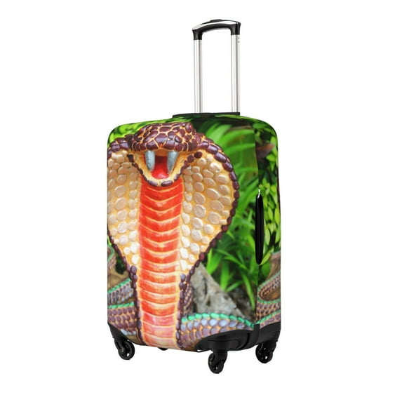Susaid Cobra Snake Print Elastic Washable Suitcase Cover with Hidden Zipper, Fits 18-32 Inch Luggage for Protection During Travel-Small