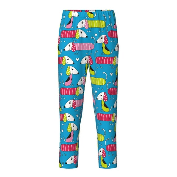 Susaid Color Dachshund Dog Print Soft Teen Sleep Pants, Long Pajama Bottoms with Two Pockets and Elastic Waist, Designed for Ages 5-16-Small