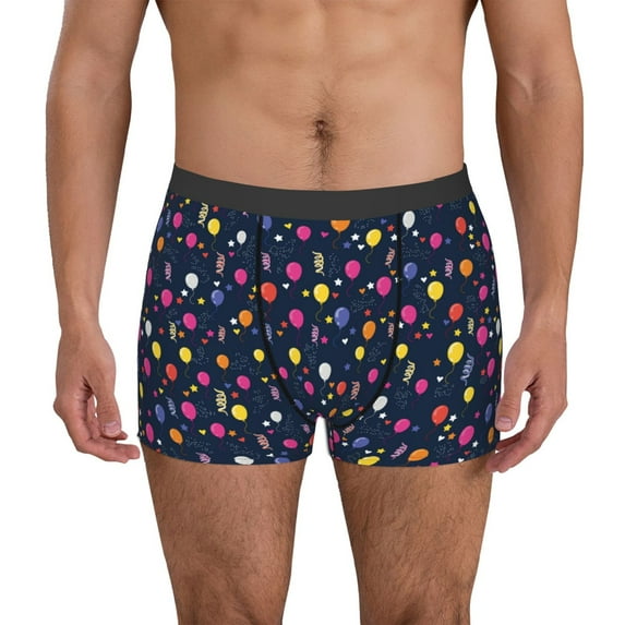 Susaid Colored Balloons Print Men's Mesh Boxer Briefs Cooling Breathable Sports Underwear Wide Waistband Boxer Briefs W/Fly-X-Large