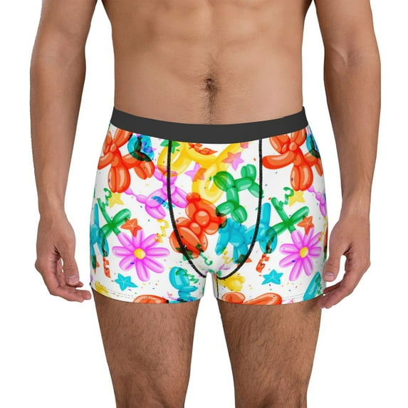 Susaid Colorful Air Balloons Print Men's Mesh Boxer Briefs Cooling Breathable Sports Underwear Wide Waistband Boxer Briefs W/Fly-X-Large