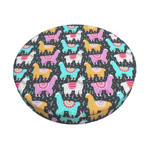 Susaid Colorful Alpaca Print Elastic Bar Stool Cover Personalized Washable Stool Cover for Barbershop Home Bar Kitchen-12 inch