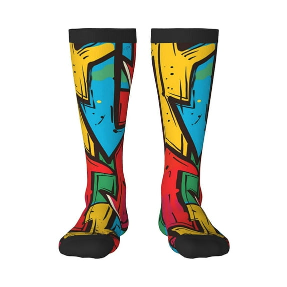 Susaid Colorful Arrow Graffiti Pattern Print Thermal Winter Socks for Men and Women, Warm Crew Hiking Socks, for Boots and Outdoor Activities