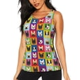 thumbnail image 1 of Susaid Colorful Bulldog Printed Racerback Workout Tank Tops for Women, Sleeveless Gym Shirts, Athletic Yoga Camisoles for Fitness-X-Large, 1 of 7